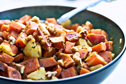 Curried Kumara Cubes with Roasted Cashews