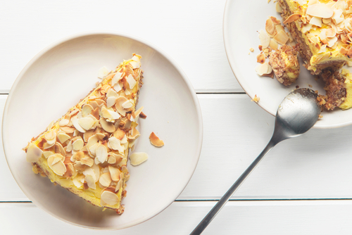 Kumara Pie with Almond Crunch Topping